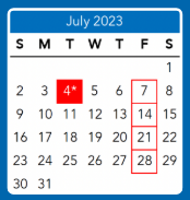 District School Academic Calendar for George W. Carver ELEM. for July 2023