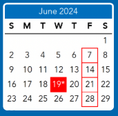 District School Academic Calendar for George W. Carver ELEM. for June 2024