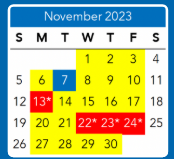 District School Academic Calendar for Linwood Holton Elem for November 2023