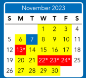 District School Academic Calendar for George W. Carver ELEM. for November 2023