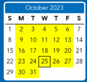 District School Academic Calendar for Linwood Holton Elem for October 2023