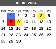 District School Academic Calendar for North Grammar Elementary for April 2024