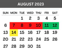 District School Academic Calendar for North Grammar Elementary for August 2023