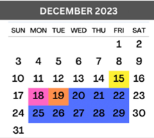 District School Academic Calendar for Grulla Middle School for December 2023