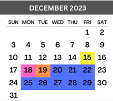 District School Academic Calendar for Veterans Middle School for December 2023