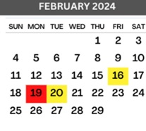 District School Academic Calendar for Grulla Elementary for February 2024