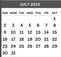 District School Academic Calendar for Grulla Elementary for July 2023