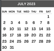 District School Academic Calendar for Ringgold Middle School for July 2023