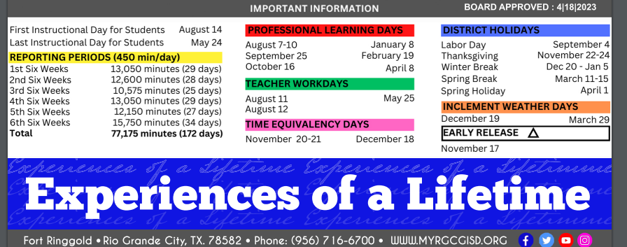 District School Academic Calendar Key for Ringgold Elementary