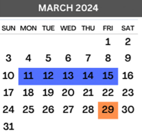 District School Academic Calendar for Grulla Elementary for March 2024