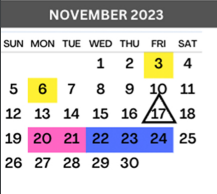 District School Academic Calendar for John & Olive Hinojosa Elementary for November 2023