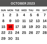 District School Academic Calendar for General Ricardo Sanchez Elementary for October 2023