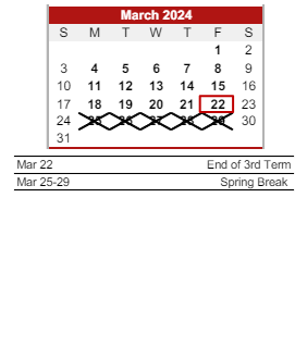District School Academic Calendar for River Forest Jr High School for March 2024