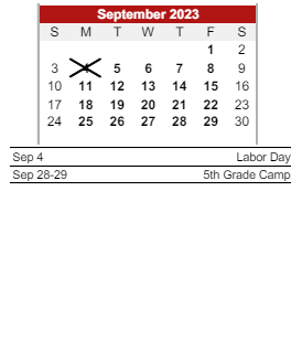 District School Academic Calendar for River Forest Jr High School for September 2023