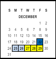 District School Academic Calendar for Washington Elementary for December 2023