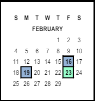 District School Academic Calendar for Riverside Unified Independent Study for February 2024