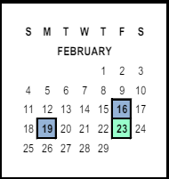 District School Academic Calendar for Earhart (amelia) Middle for February 2024