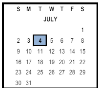 District School Academic Calendar for University Heights Middle for July 2023