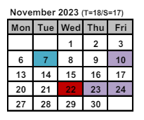 District School Academic Calendar for Intrntnl Finance & Econ Dev HS At Franklin for November 2023