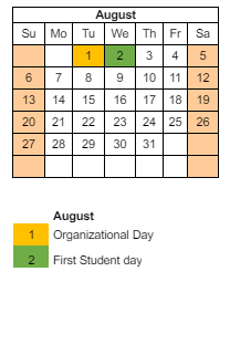 District School Academic Calendar for Columbia Elementary School for August 2023