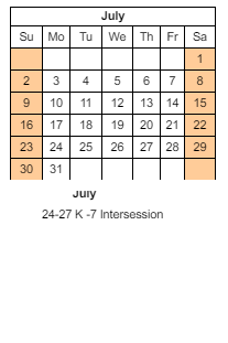 District School Academic Calendar for Columbia Elementary School for July 2023