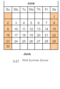 District School Academic Calendar for Columbia Elementary School for June 2024
