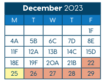 District School Academic Calendar for Hawthorne Diploma Program for December 2023