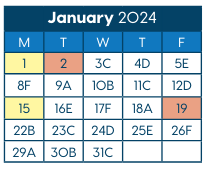 District School Academic Calendar for Hawthorne Diploma Program for January 2024