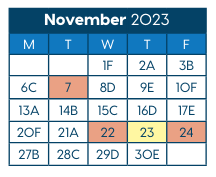 District School Academic Calendar for Hawthorne Diploma Program for November 2023