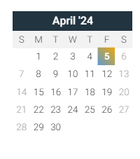District School Academic Calendar for Swan Hillman Elem School for April 2024