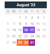 District School Academic Calendar for Walker Elem School for August 2023