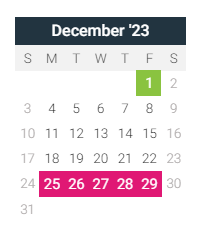 District School Academic Calendar for White Swan Elem School for December 2023
