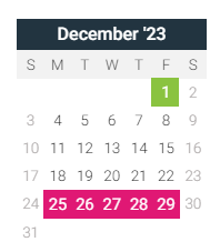 District School Academic Calendar for Jackson Elem School for December 2023