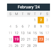 District School Academic Calendar for Jackson Elem School for February 2024
