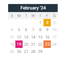 District School Academic Calendar for Whitehead Elem School for February 2024