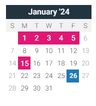 District School Academic Calendar for Mcintosh Science And Tech Magnet for January 2024