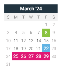 District School Academic Calendar for Gregory Elem School for March 2024