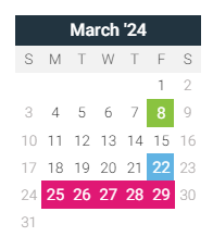 District School Academic Calendar for Fairview Center for March 2024