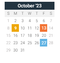 District School Academic Calendar for Washington Communication Acad for October 2023