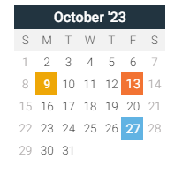 District School Academic Calendar for Abraham Lincoln Middle School for October 2023