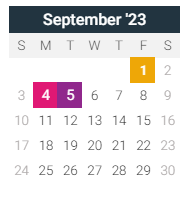 District School Academic Calendar for King Gifted School for September 2023