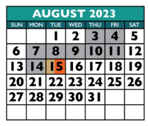 District School Academic Calendar for Williamson Co J J A E P for August 2023