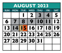 District School Academic Calendar for Round Rock Opport Ctr Daep for August 2023