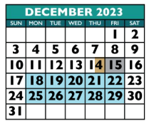 District School Academic Calendar for Goals for December 2023