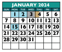 District School Academic Calendar for Williamson Co J J A E P for January 2024