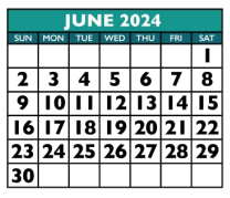 District School Academic Calendar for Williamson Co J J A E P for June 2024
