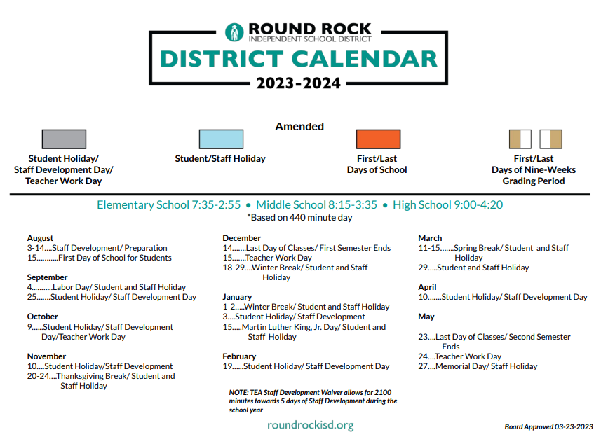 District School Academic Calendar Key for Great Oaks Elementary