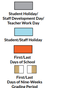 District School Academic Calendar Legend for Great Oaks Elementary