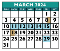 District School Academic Calendar for Success Program East for March 2024