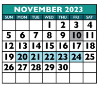 District School Academic Calendar for Cedar Valley Middle for November 2023